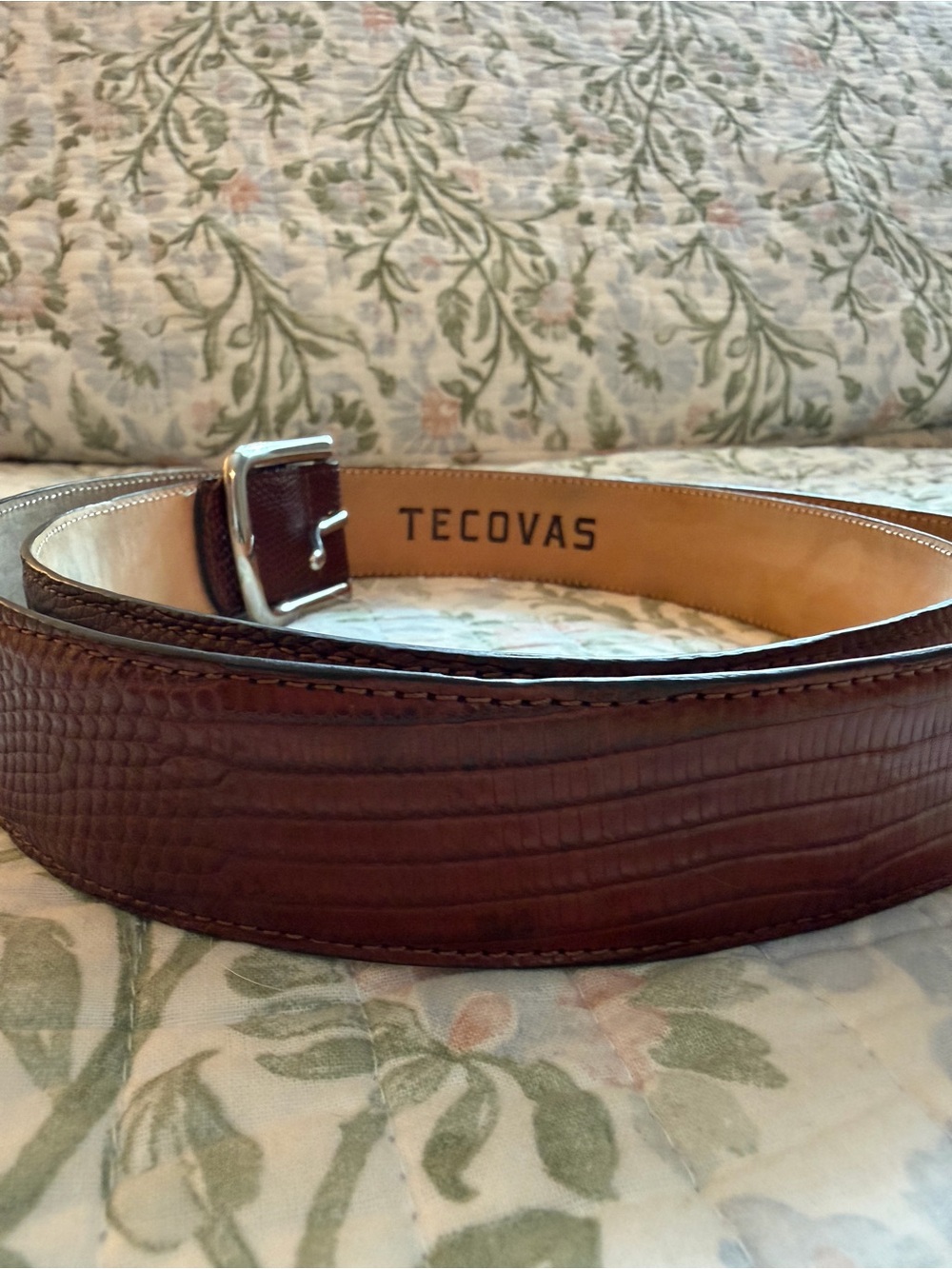 Tecovas Genuine Lizard Leather Belt Size 40 Brown Handmade in Mexico